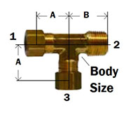 Compression Forged Male Run Tee Diagram